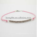 Diamante alloy woven bracelet with pink wire